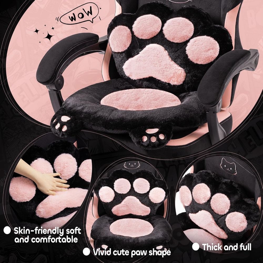 كرسي ألعاب وردي لطيف بتصميم آذ - مراجعة Gaming Chair Cushion وسعره